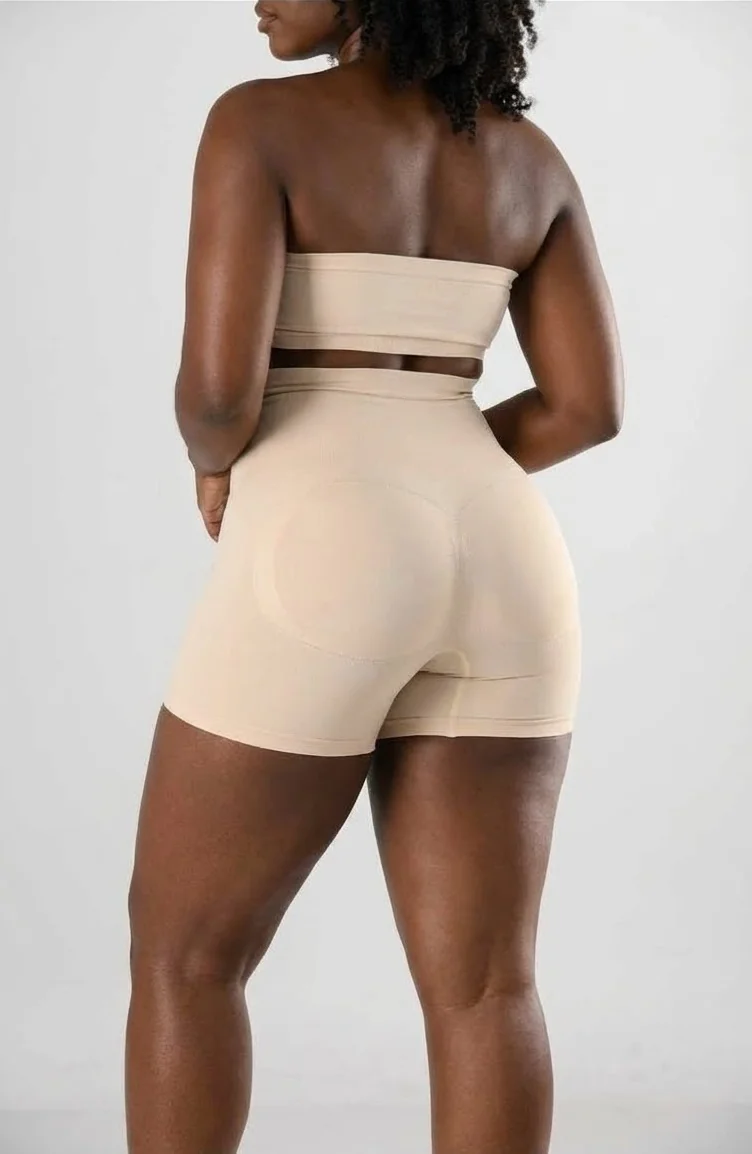 MissFit Kadın Orta Boy Şort Korse Yüksek Bel Ten Rengi - Farklı Açı